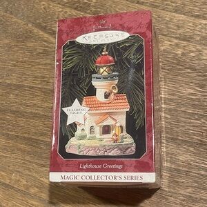 Hallmark Magic Collector Lighthouse Greetings Ornament 1998